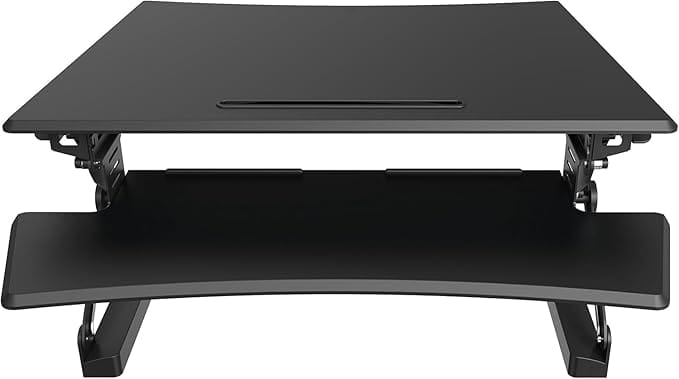 Amber Sporting Goods - Adjustable Desk Stand – Ergonomic Sit-to-Stand Workstation, Compact & Sturdy, 35x22", Black - Brown