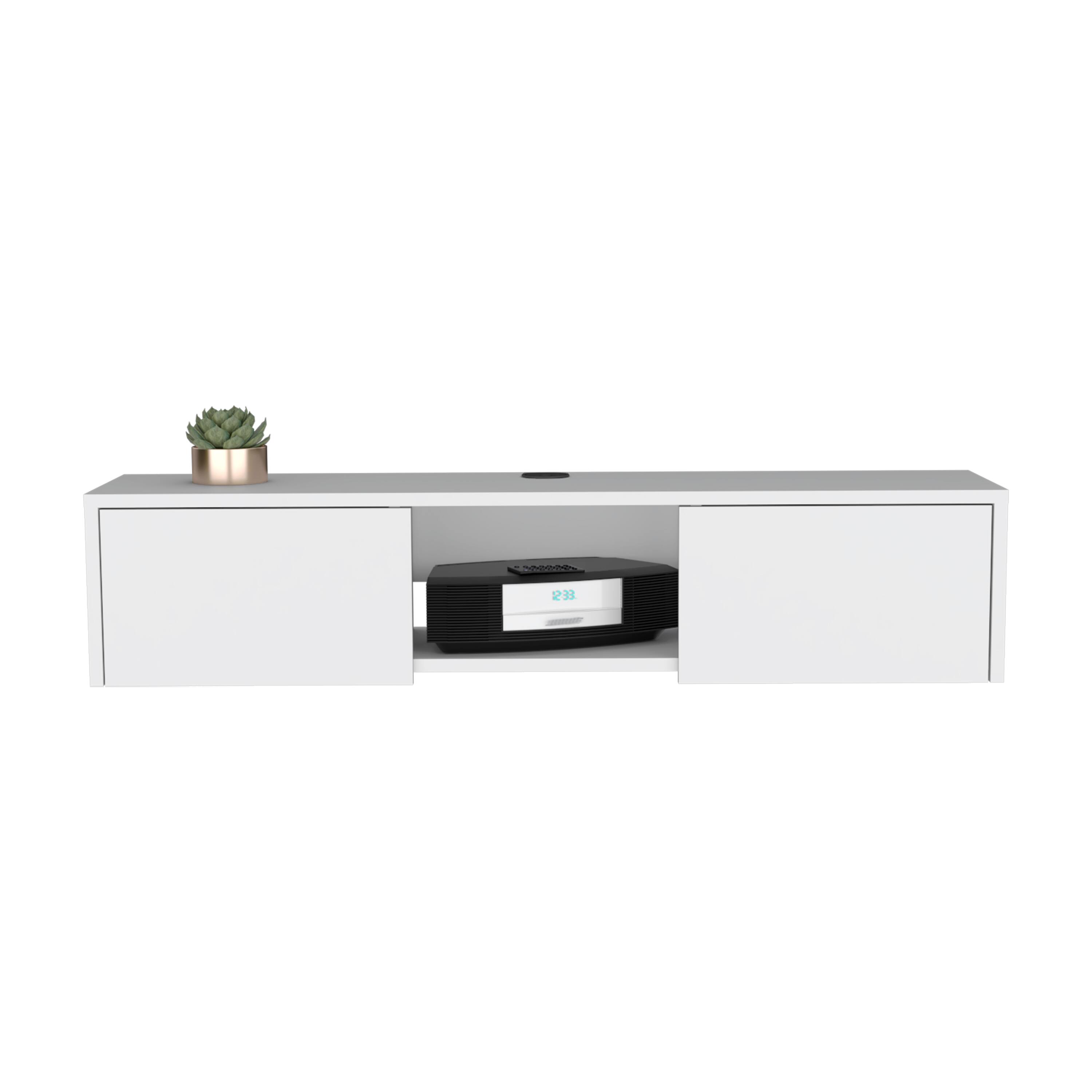Alt View 1. APRILSOUL - Adel Floating TV Stand Sleek Wall-Mounted Console with 2-Doors White - White.