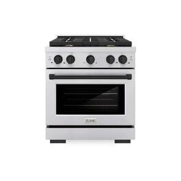 ZLINE - Autograph Edition 30" Paramount Gas Range w/ 4 Burners & Matte Black Accents (SGRZ-30-MB) - Stainless Steel