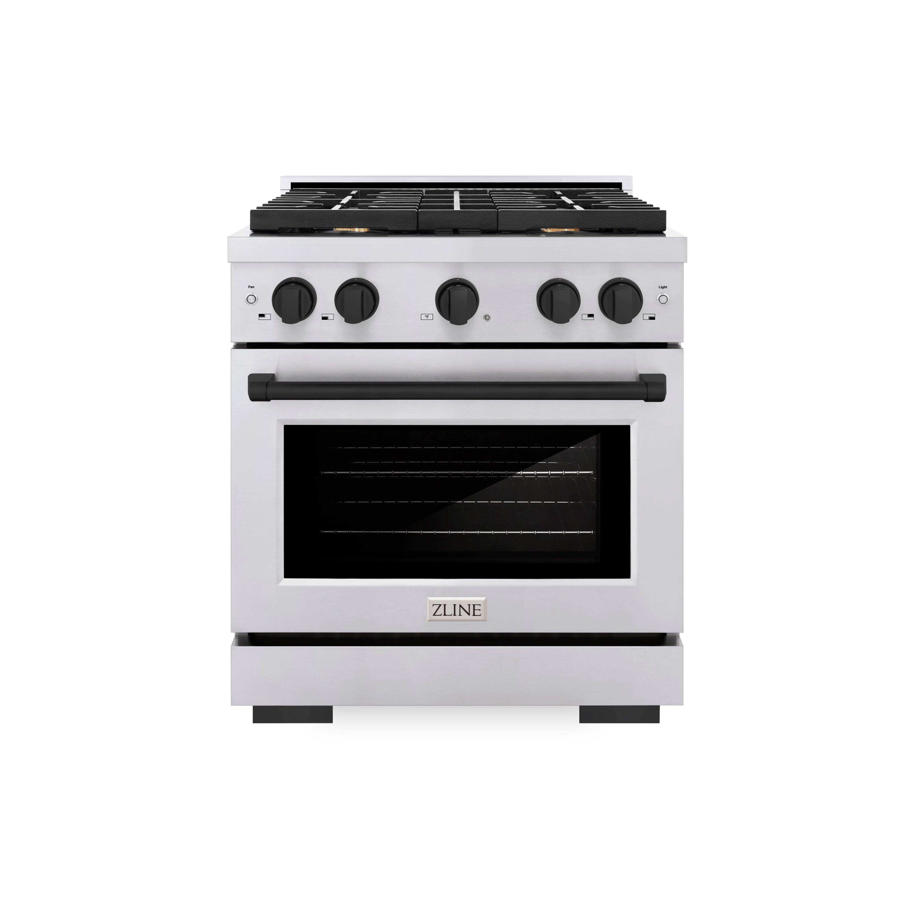 Front. ZLINE - Autograph Edition 30" Paramount Gas Range w/ 4 Burners & Matte Black Accents (SGRZ-30-MB) - Stainless Steel.