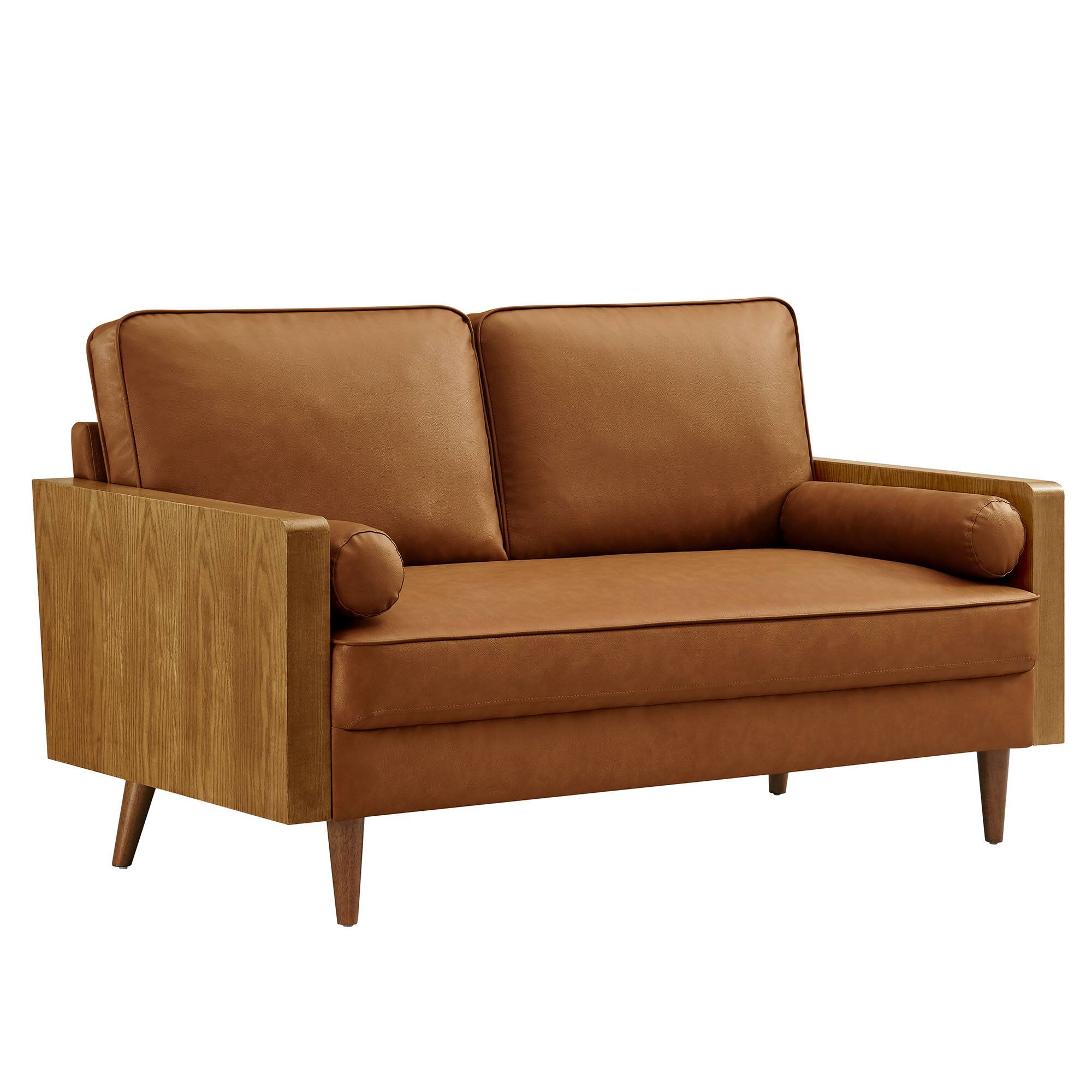 Angle. Modway - Kellan Loveseat - Walnut Tan.