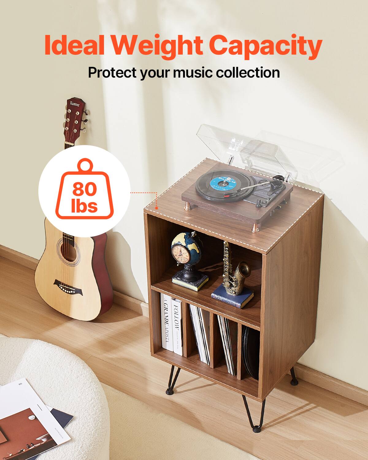 Ideal Weight Capacity  
Protect your music collection  

80 lbs