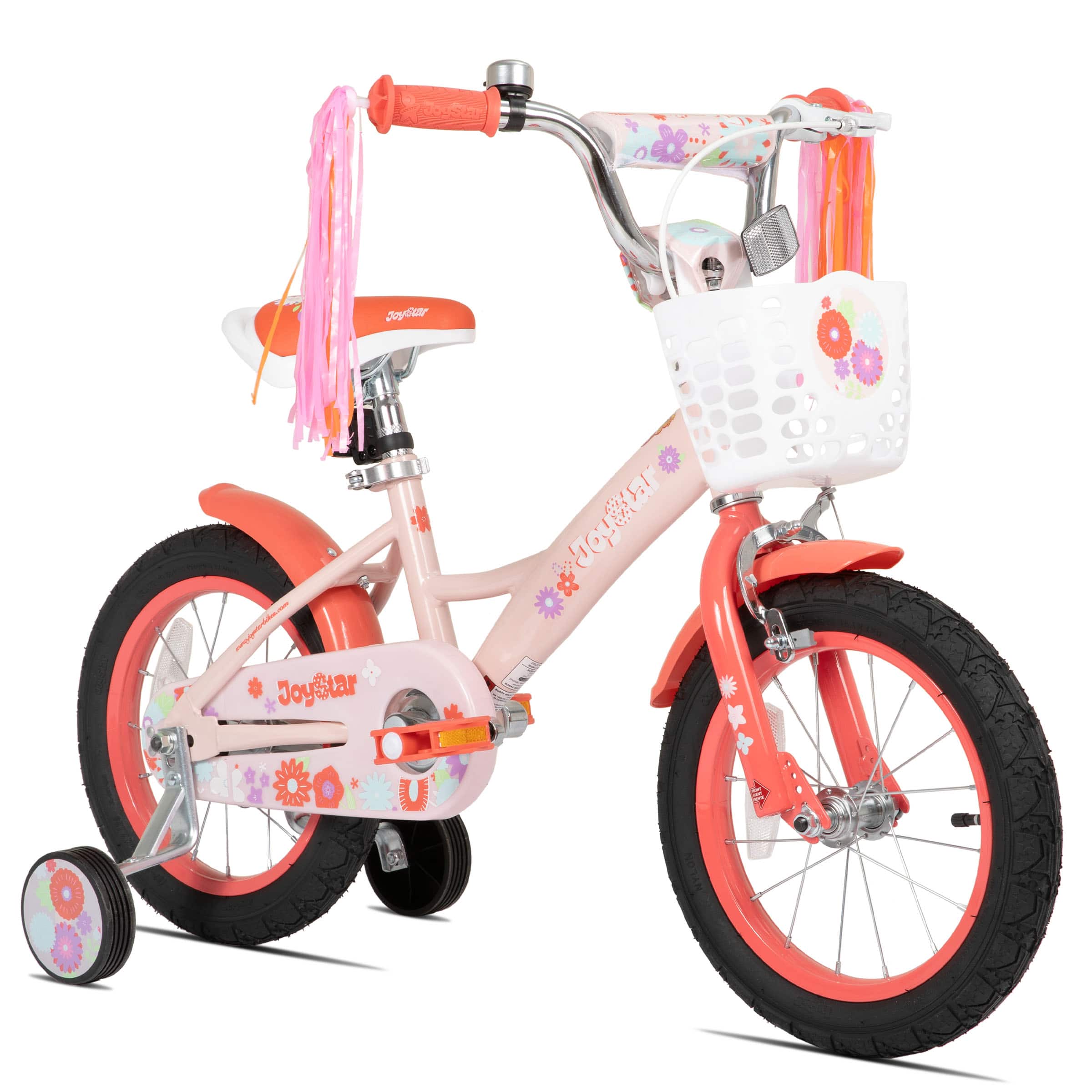 JOYSTAR - Little Violet 14" Kids Bike with Training Wheels & Basket, Children's Bicycle for Girls Ages 3-5 - Orange