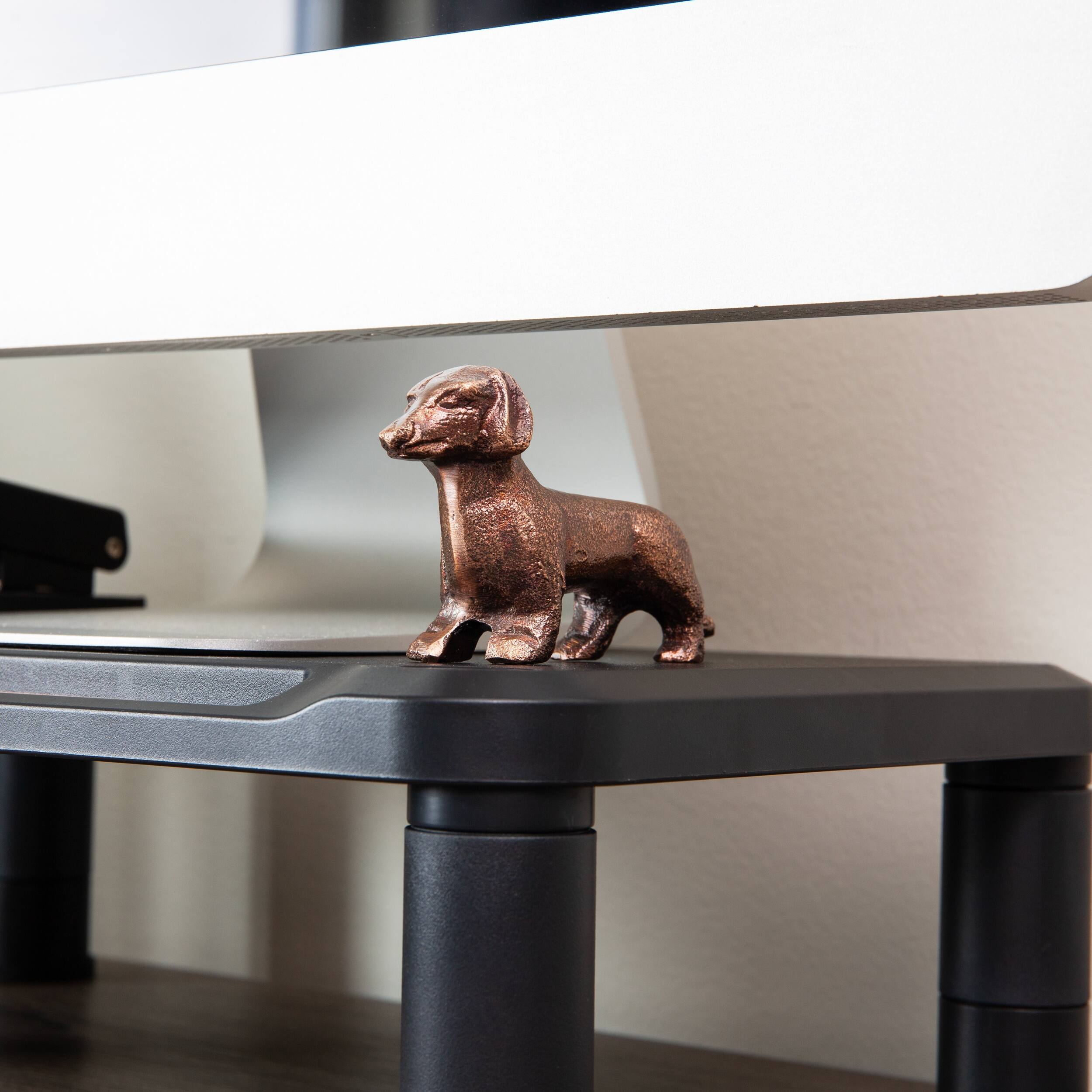 Alt View 4. Mind Reader - Dachshund Figurine, Desk or Bookshelf Home Decor, Cast Aluminum, Antique Brass Finish - Bronze.