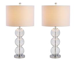 Jonathan Y - Bella 27" Glass Triple-Sphere LED Table Lamp, /Chrome (Set of 2) - Clear