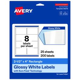Avery - Avery® Glossy Rectangle Labels, 2.5" x 4", 200 Total - White