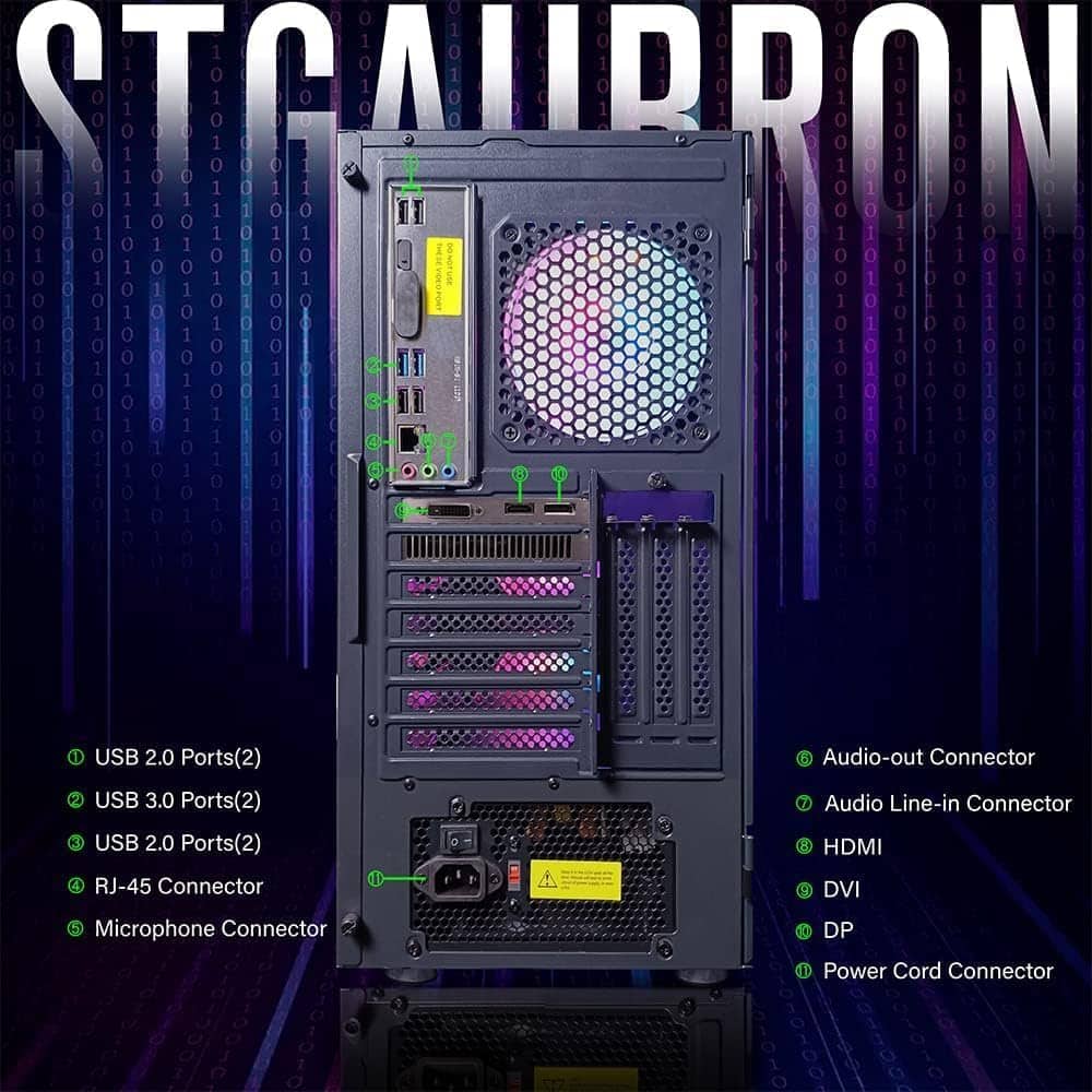 STGAubron Gaming Desktop PC, Intel Core i7 up to 3.9GHz, 32GB RAM