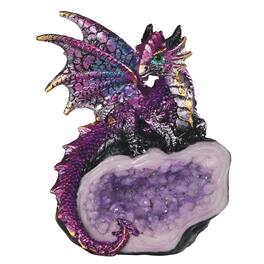 FC Design - 4"H Dragon Guarding Faux Crystal Cave Figurine Statue Office Desk Tabletop Medieval Gaming Home Decor Gift - Multi-Color