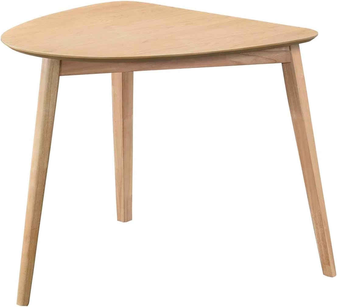 Front. Acanva - Modern Small Triangle Dining  Table for Kitchen Compact Space, Farmhouse Dinner Tables - Light Oak.