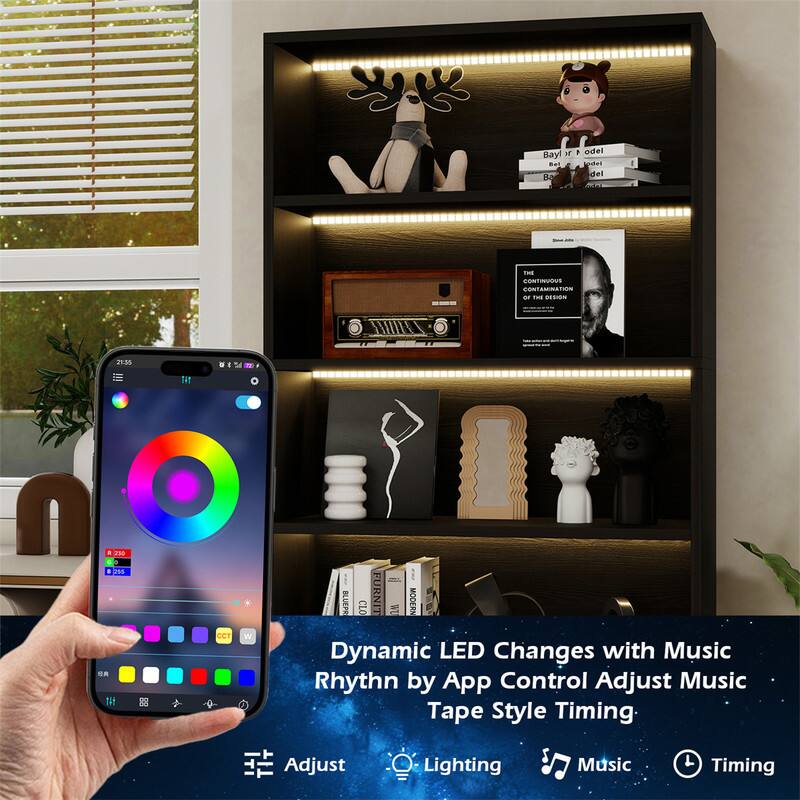 Dynamic LED Changes with Music Rhythm by App Control Adjust Music Tape Style Timing