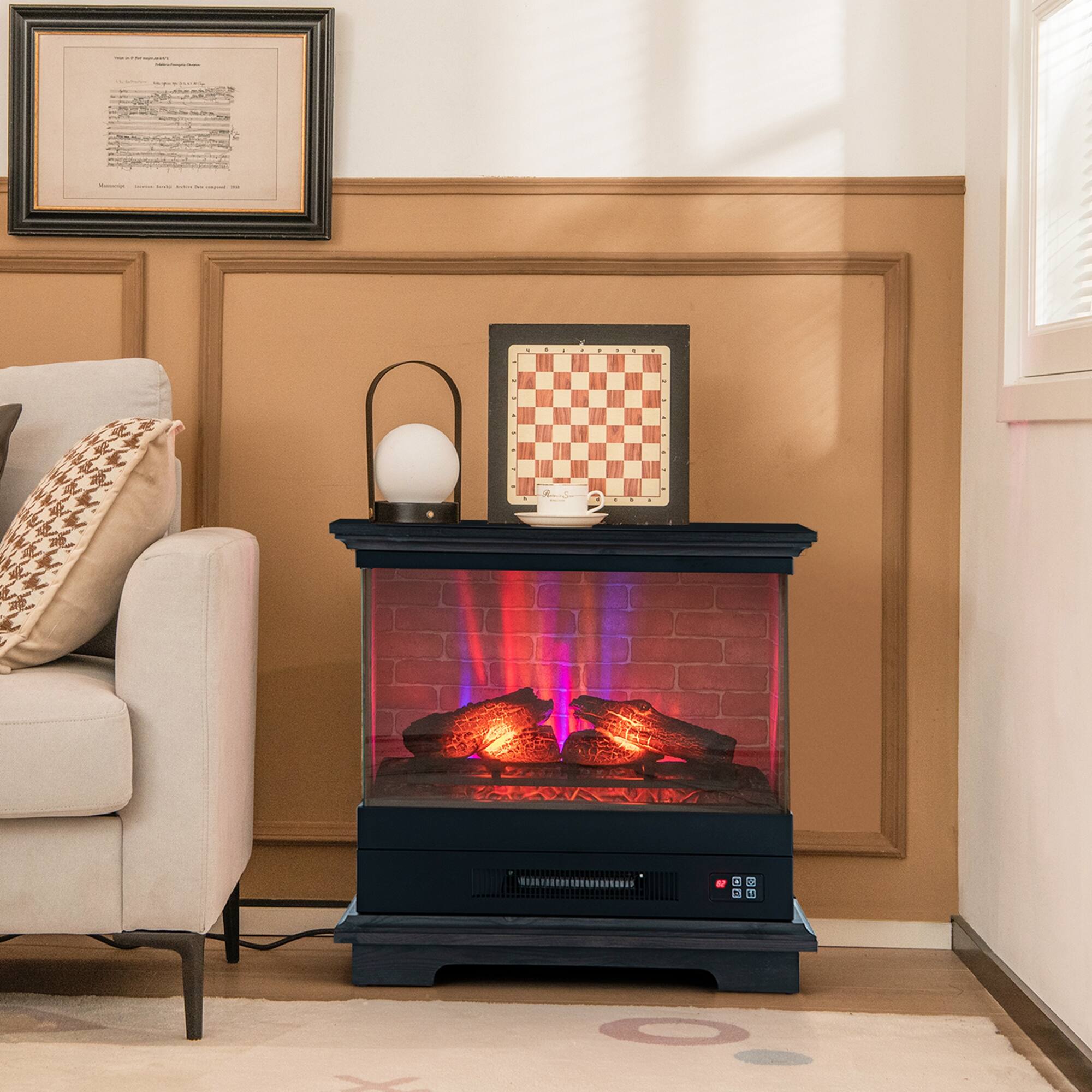 Alt View 3. Costway - Costway 27" Electric Fireplace Heater Freestanding 1400W Remote Control Timing Function Black - Black.