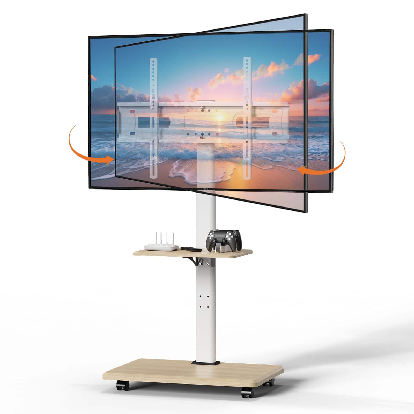 Dazzling Pops - Rolling TV Stand Mobile TV Cart for 32- Flat Screen TVs, Floor TV Stand with Swivel and Height - with wheels