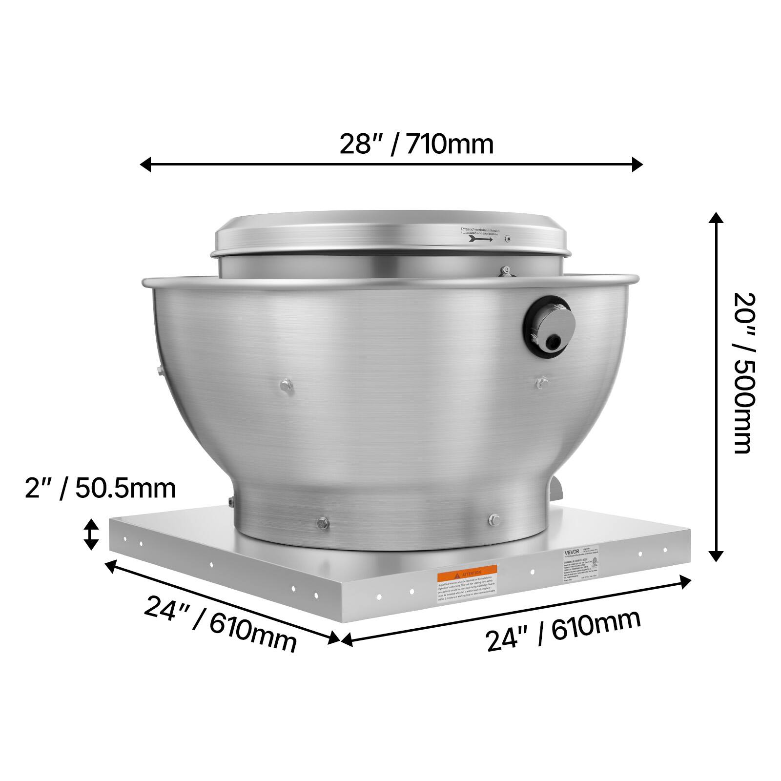 28" / 710mm  
2" / 50.5mm  
24" / 610mm  
20" / 500mm