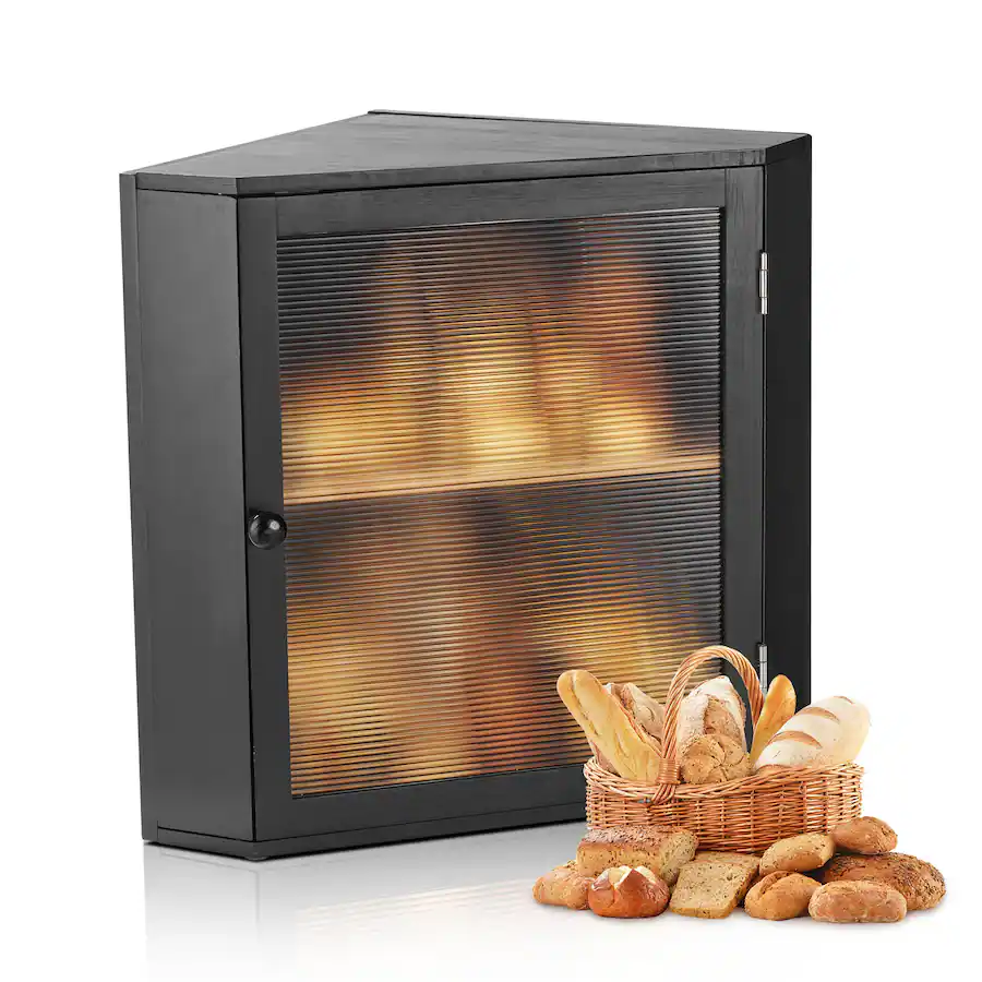 VEVOR Corner Bread Box for Kitchen Counter, Double Layer Large Capacity ...