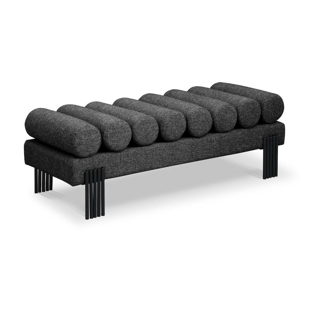 Meridian Furniture - Akeela Linen Textured Fabric Bench - Black
