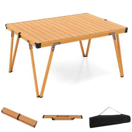 Front. Boyel Living - Brown Folding Camping Picnic Table with Storage Bag 37-in L x 27-in W x 19.0-in H Waterproof Desktop - Coffee.