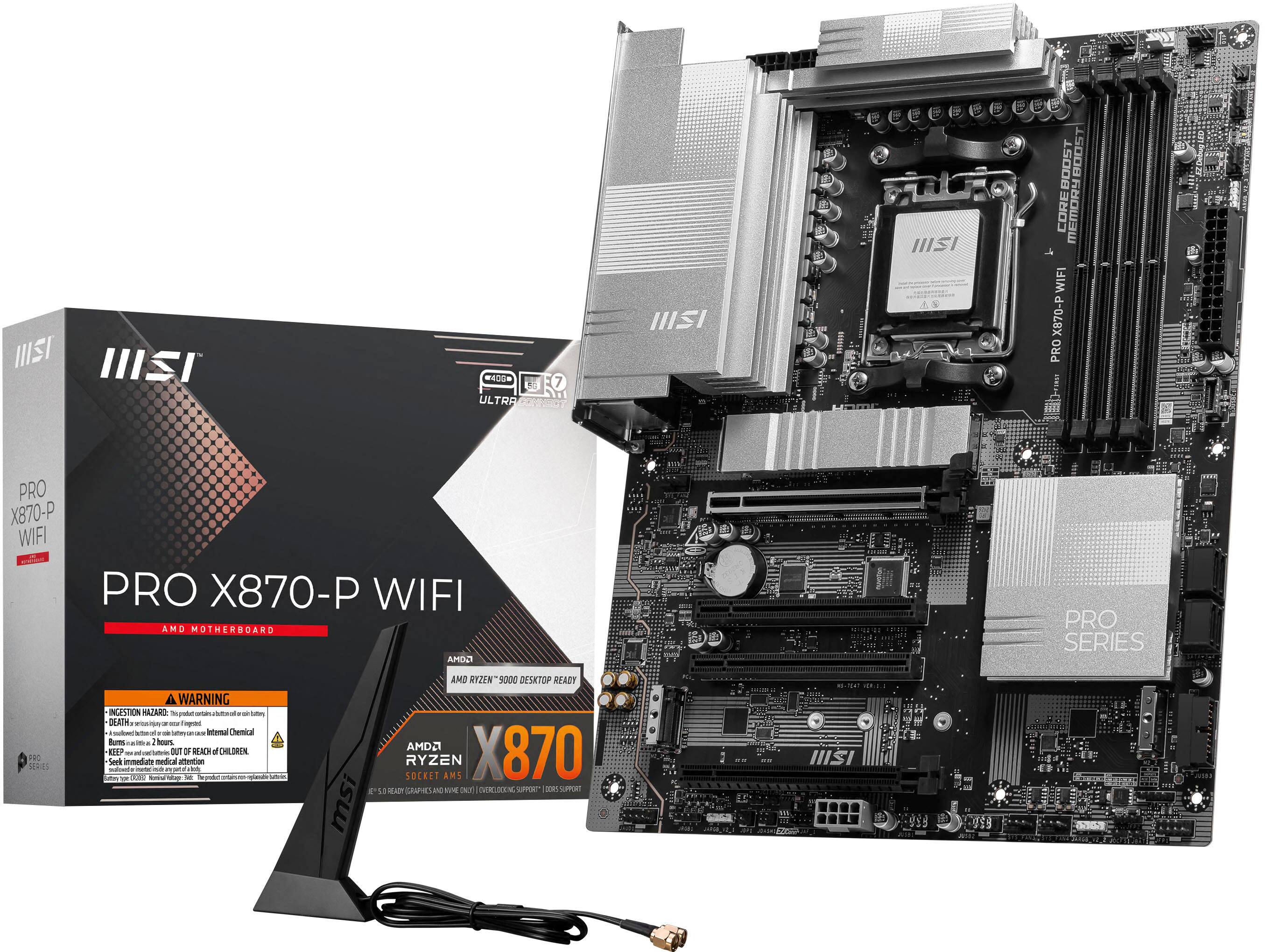 MSI - PRO X870-P WIFI (Socket AM5) AMD X870 ATX DDR5 Wi-Fi 7 Motherboard - Black