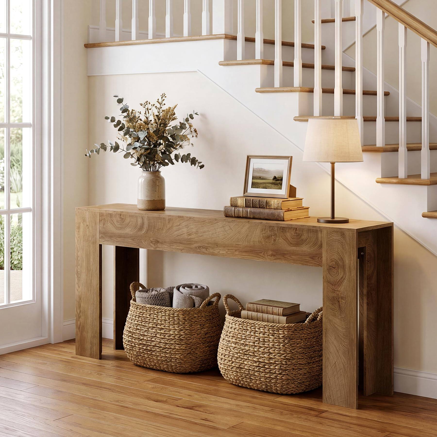 Tribesigns 200cm Extra Long Console Table, Farmhouse Sofa Table Behind ...