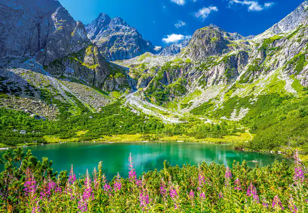 Front. Castorland - CASTORLAND 1000 Piece Jigsaw Puzzles, Zelene Pleso, Tatras, Slovakia, Mountains, C-105267-2 - Red.