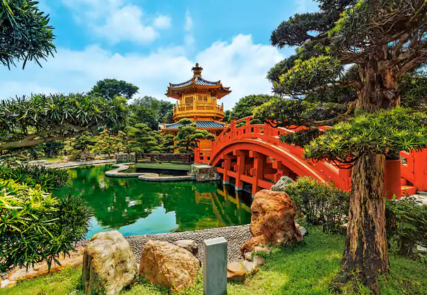 Front. Castorland - CASTORLAND 1000 Piece Jigsaw Puzzles, Nan Lian Garden, Hongkong, Chinese garden, C-104932-2 - Red.