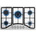 VEVOR - 30-inch Gas Cooktop, 5 Burners Built-in Gas Stove Top, Max 12250BTU NG/LPG Convertible Stainless Steel Natural Gas Hob - Black;Silver