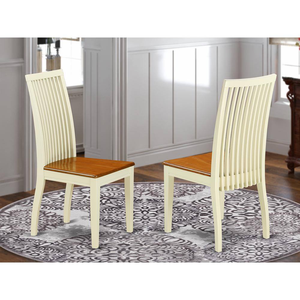Angle. East West Furniture - Dining Chair Buttermilk & Cherry - Brown.