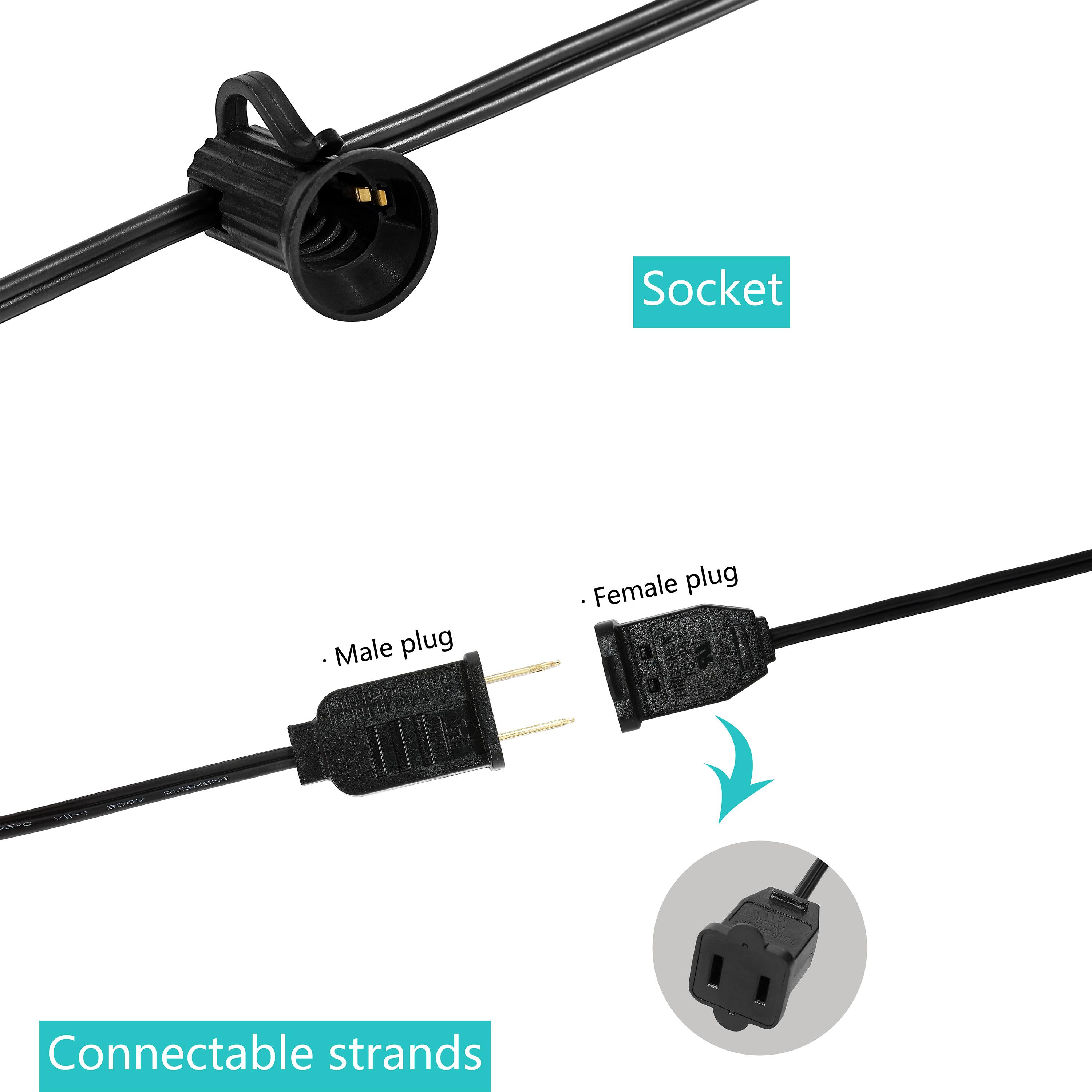 Socket  
Male plug  
Female plug  
Connectable strands
