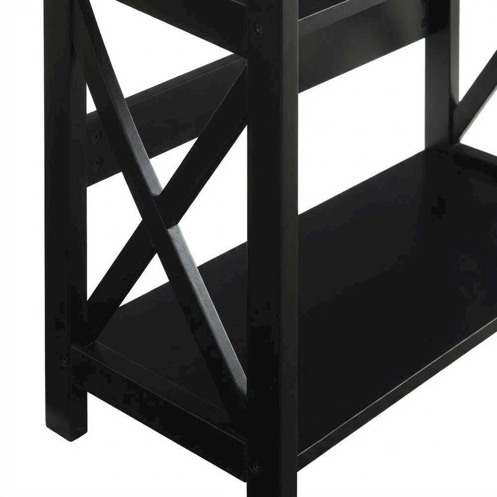 Left. FurniFact - Wooden 3 Tier Bookcase with Non-Lead Base Paint Finish for Storage and Display - Black.