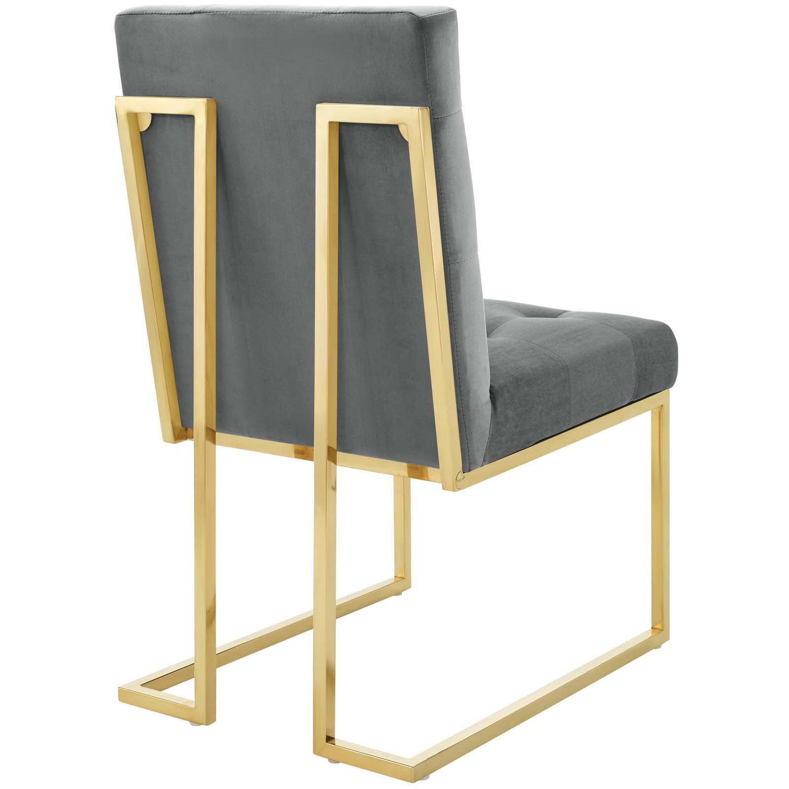 Alt View 1. Modway - Privy Gold Stainless Steel Performance Velvet Dining Chair by Modway - Gold Charcoal.