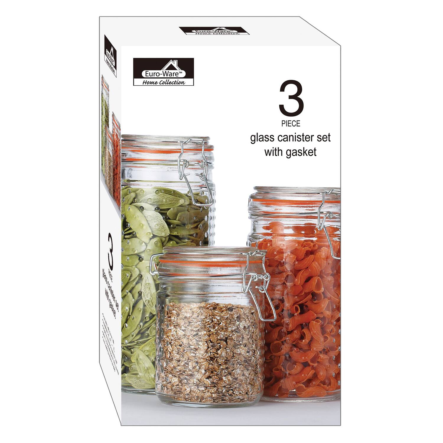 REDOECO - Euro-Ware Home Collection 3 PIECE glass canister set with gasket