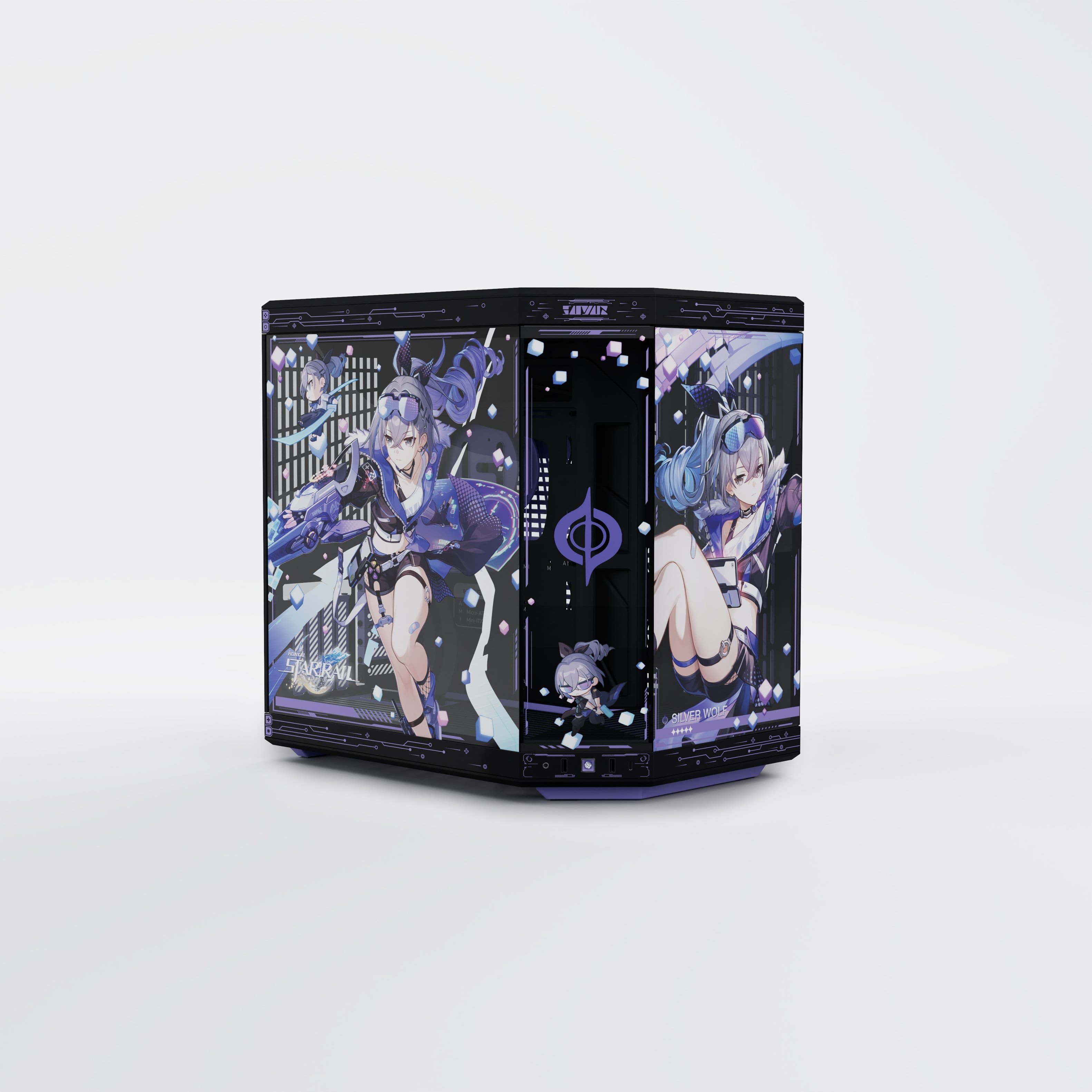 HYTE - Y70 Silver Wolf Honkai Star Rail Mid-Tower ATX Gaming PC Desktop Case - Black/Purple - Front_Zoom