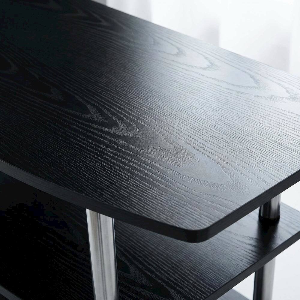 Alt View 4. FurniFact - Black transitional 37-inch highboy TV stand, 4 shelves, woodgrain veneer design - Black.