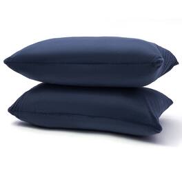 Cheer Collection - Velour Accent Throw Pillow, 12 in x 20 in, Set of 2 - Navy Blue