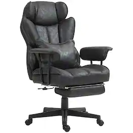 Loheer - Big & Tall Office Chair, Heavy-Duty 396 lbs, Footrest, Lumbar Support, Reclining Executive Chair - Black