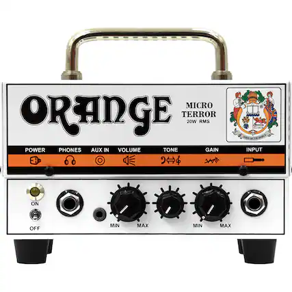 MICRO TERROR 20W RMS
POWER PHONES AUX IN VOLUME TONE GAIN INPUT
ON OFF MIN MAX MIN MAX