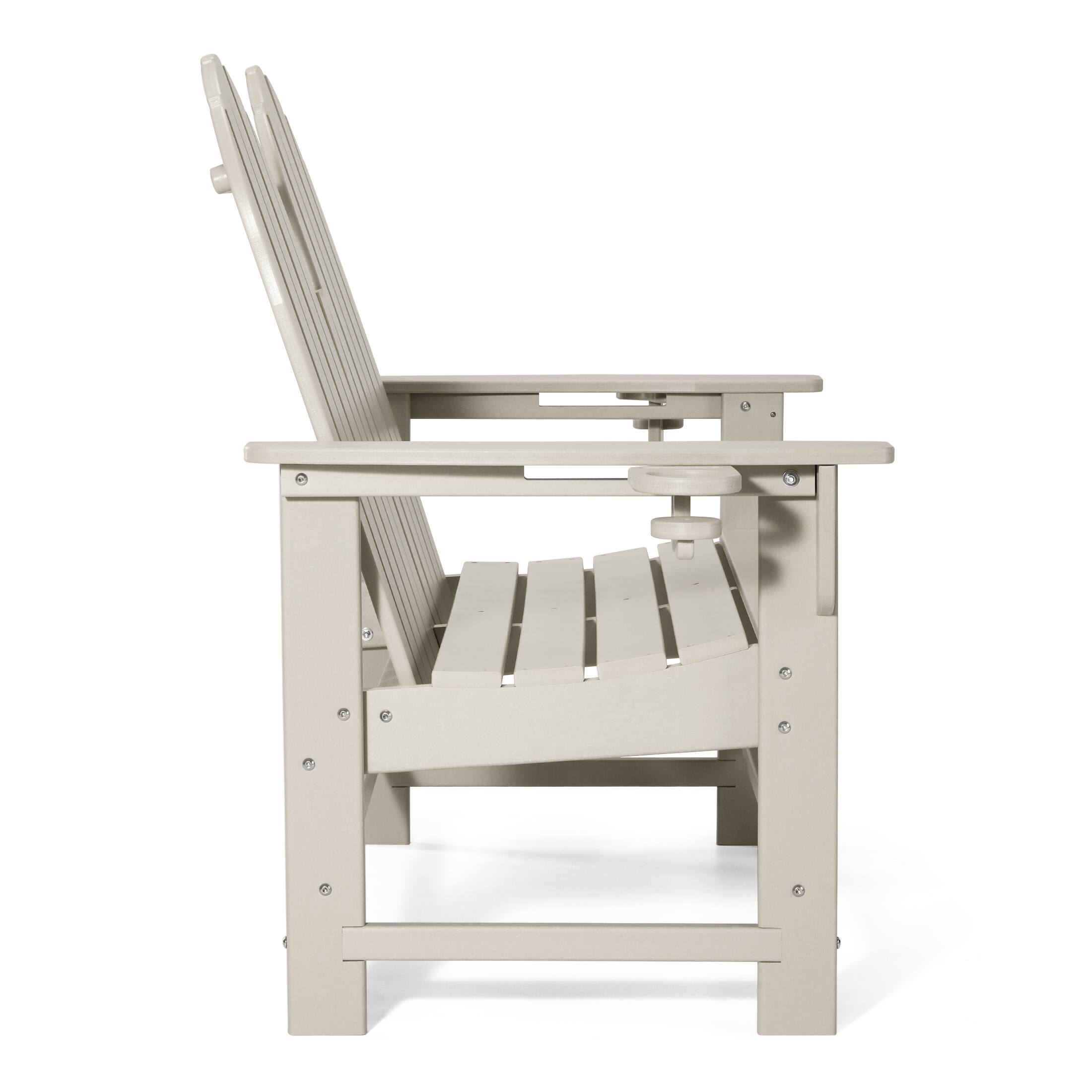Left. WestinTrends - WestinTrends St. Augustine Outdoor Patio 49" HDPE Adirondack Garden Bench - Sand.