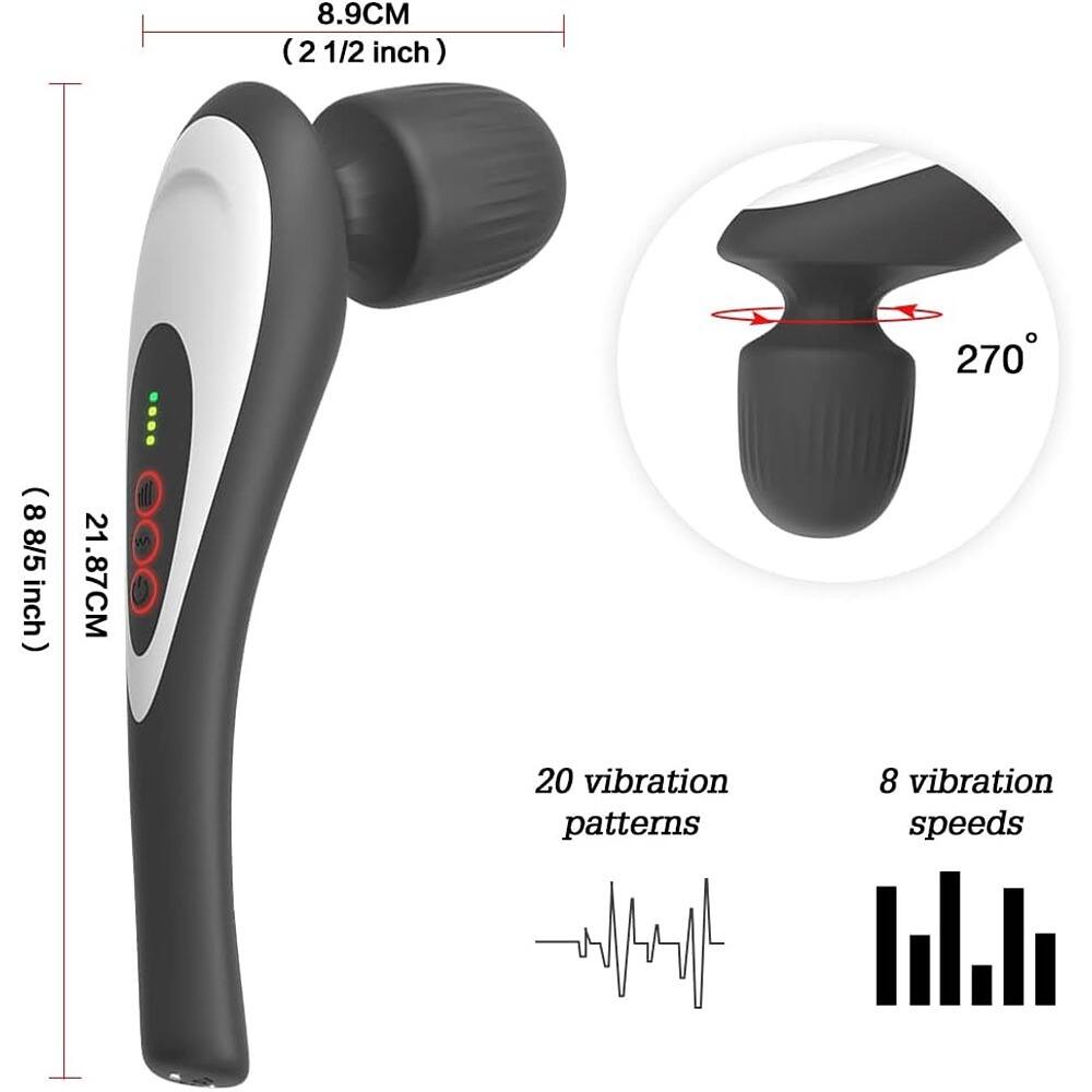 8.9CM (2 1/2 inch)  
(8 8/5 inch)  
21.87CM  

270°  

20 vibration patterns  
8 vibration speeds