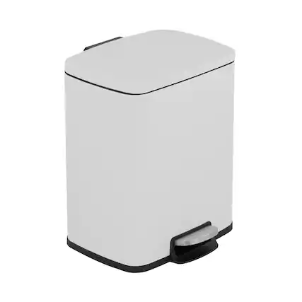 Front. Innovaze - 5.3 Gal./20 Liter Rectangular Stainless Steel step-on Trash Can for kitchen - Matt White.