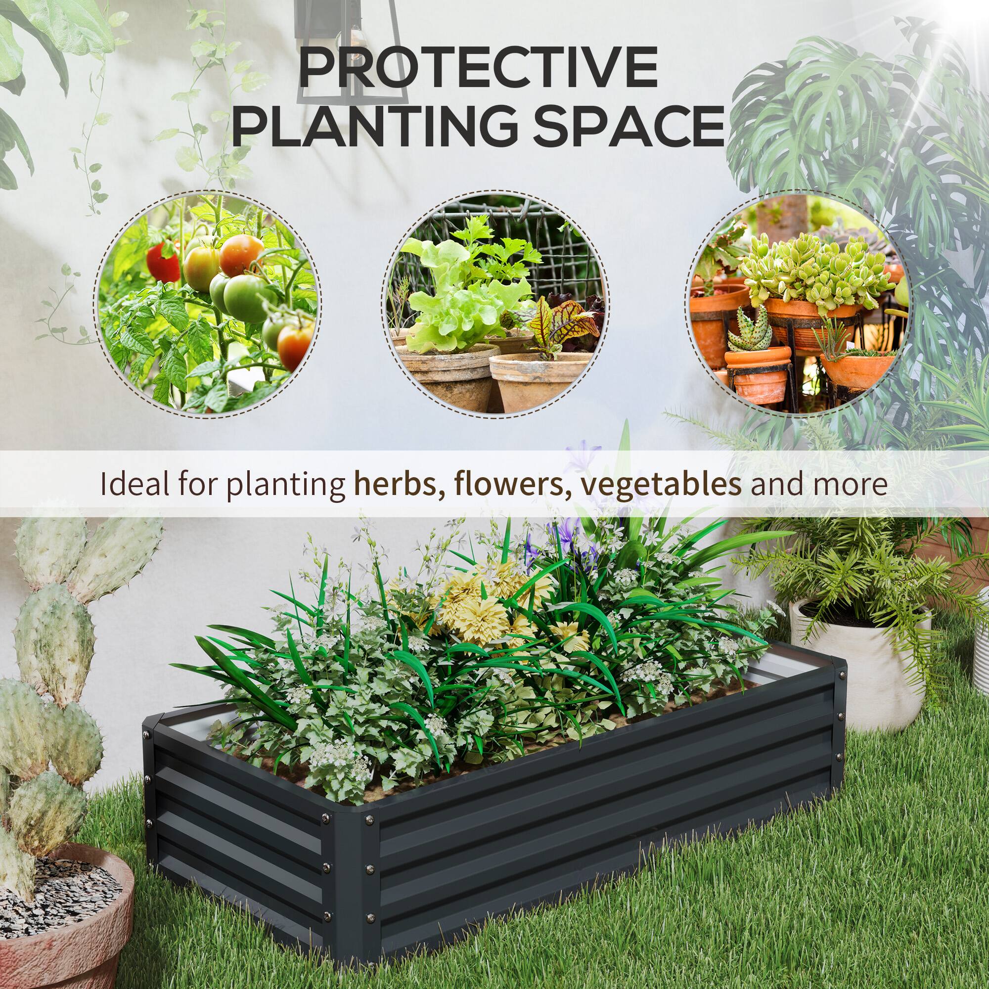 PROTECTIVE PLANTING SPACE

Ideal for planting herbs, flowers, vegetables and more