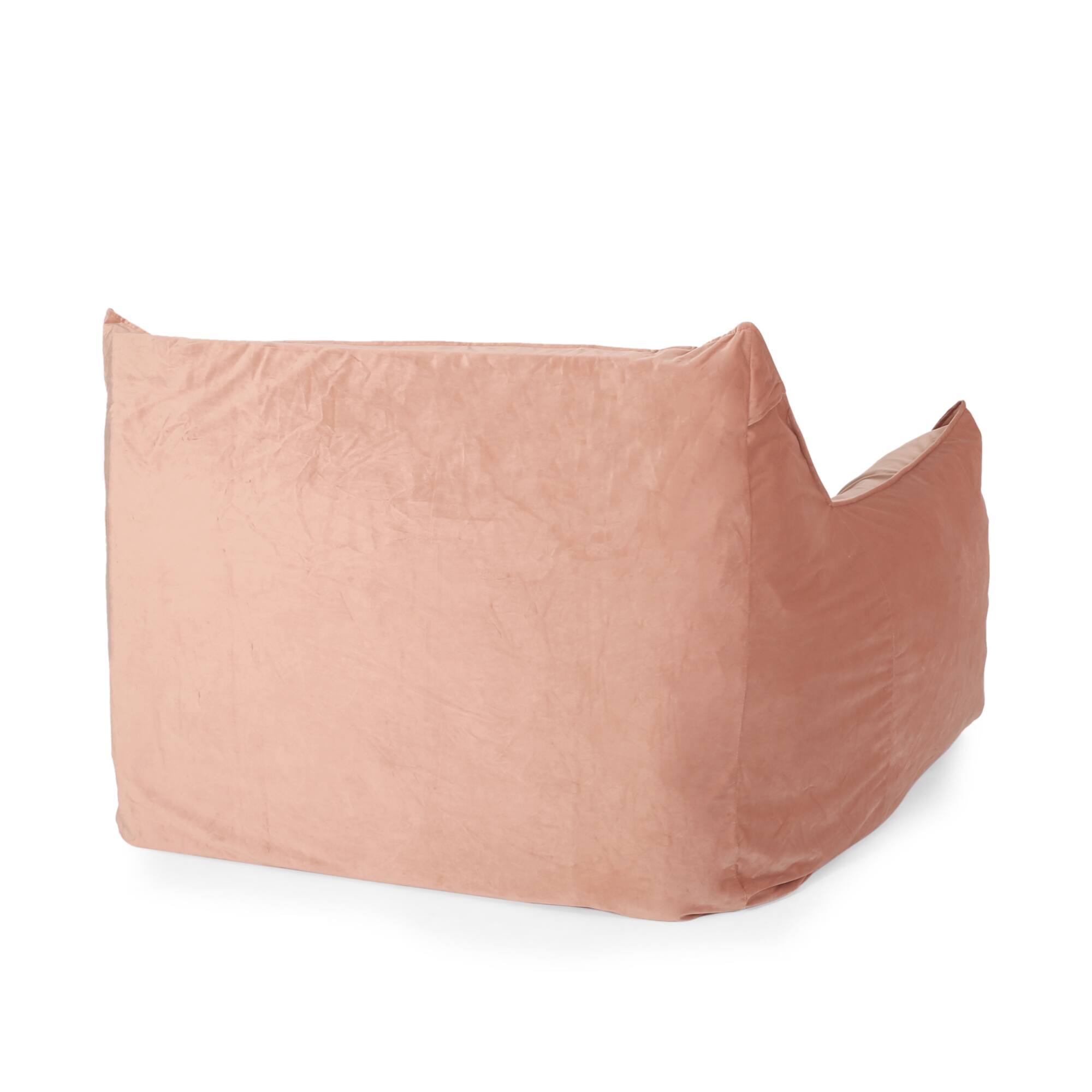 Back. GOODSILO - Luxurious Velveteen Bean Bag Chair with Comfortable Armrests for Cozy Seating - Pink.