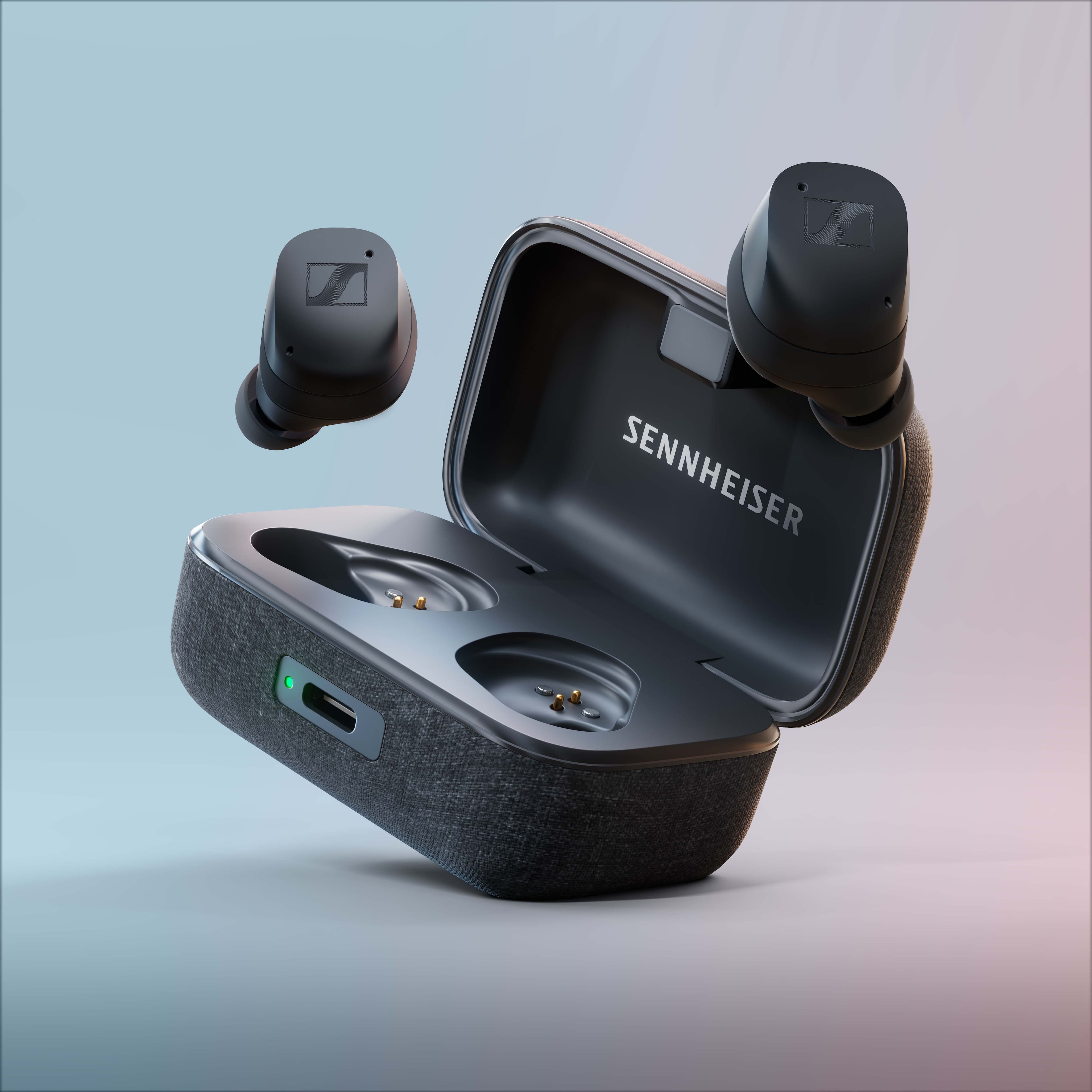 Front. Sennheiser - Momentum 3 True Wireless Noise Cancelling In-Ear Headphones - Black.