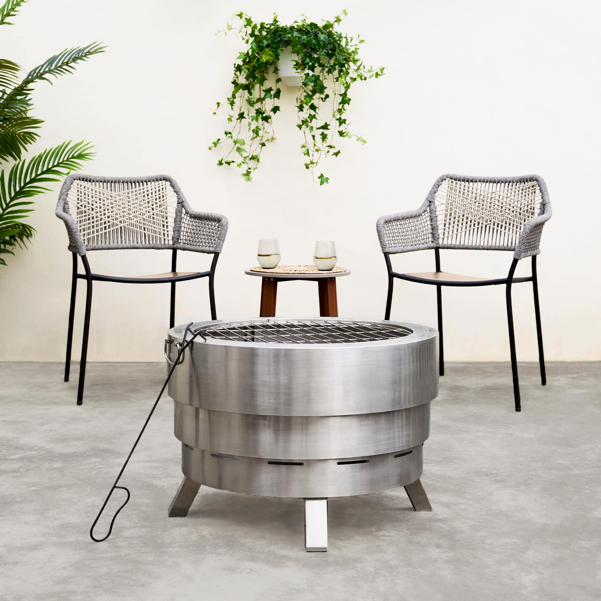 Teamson Home - Felix 25" Collapsible Stainless Steel Wood Burning Fire Pit
