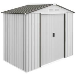 Outsunny - 7' x 4' Outdoor Storage Shed, Garden Tool Metal Shed with Foundation Kit, Double Lockable Door