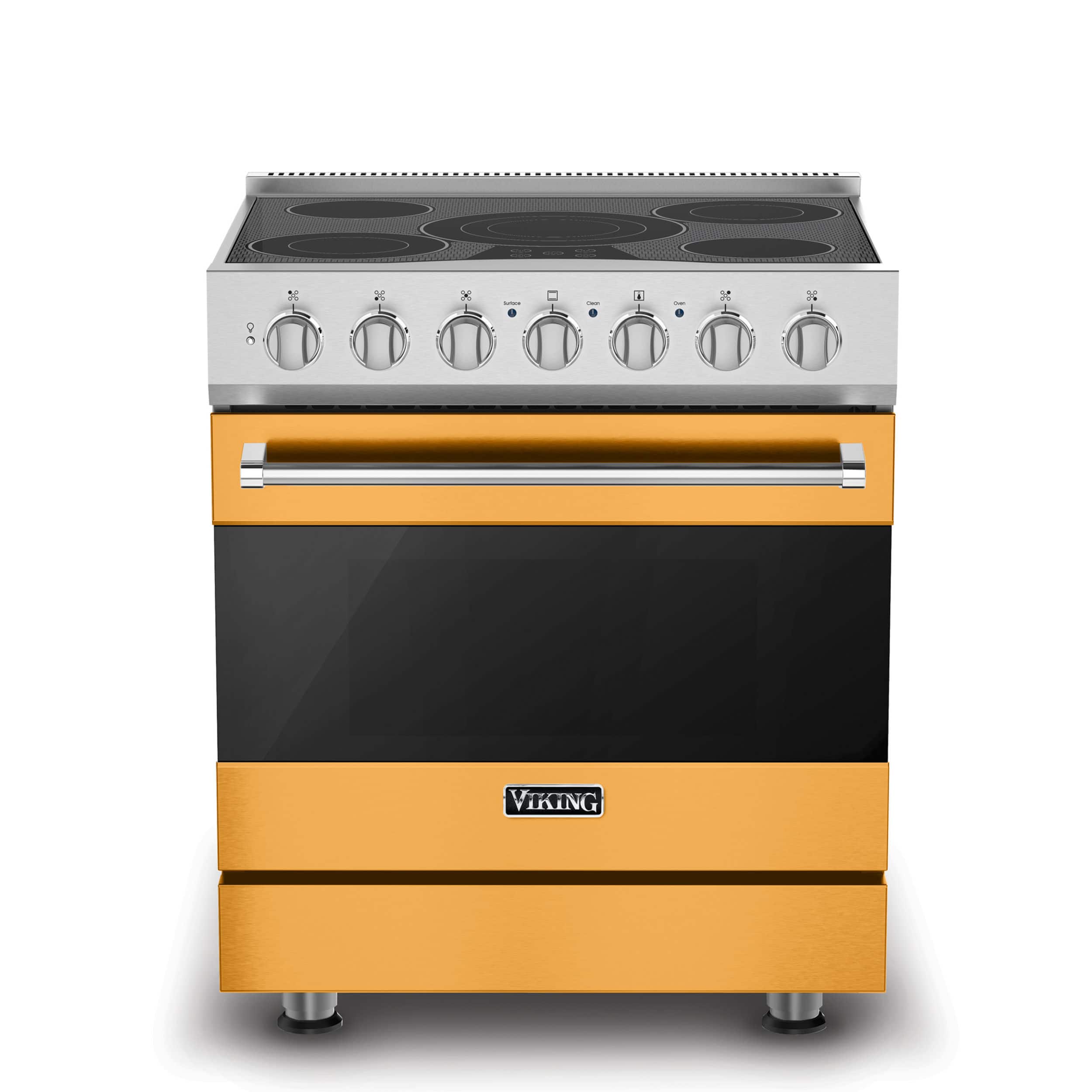 Front. Viking - 3-Series Electric Self-Clean Range - Daffodil.