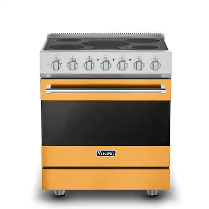 Front. Viking - 3-Series Electric Self-Clean Range - Daffodil.
