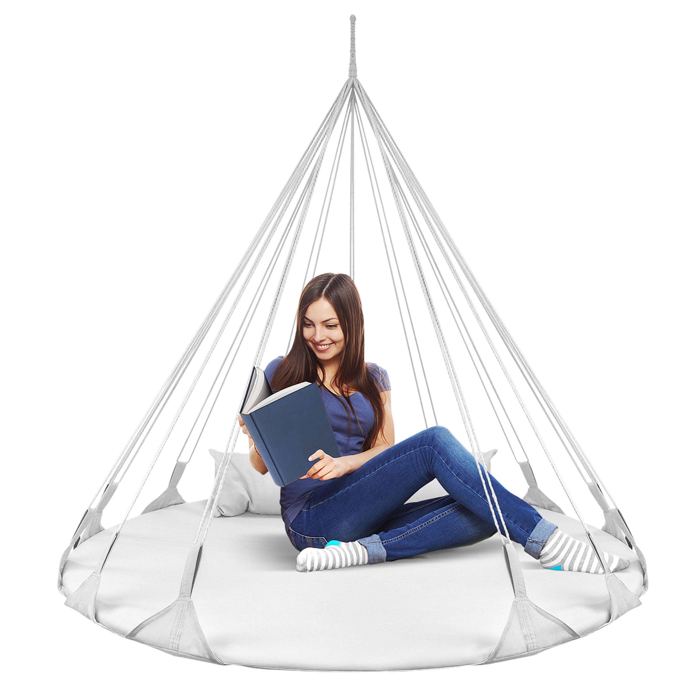 Sorbus - 56" Stylish Hanging Swing Nest,  Premium Cotton Double Hammock Daybed Saucer Style Lounger
