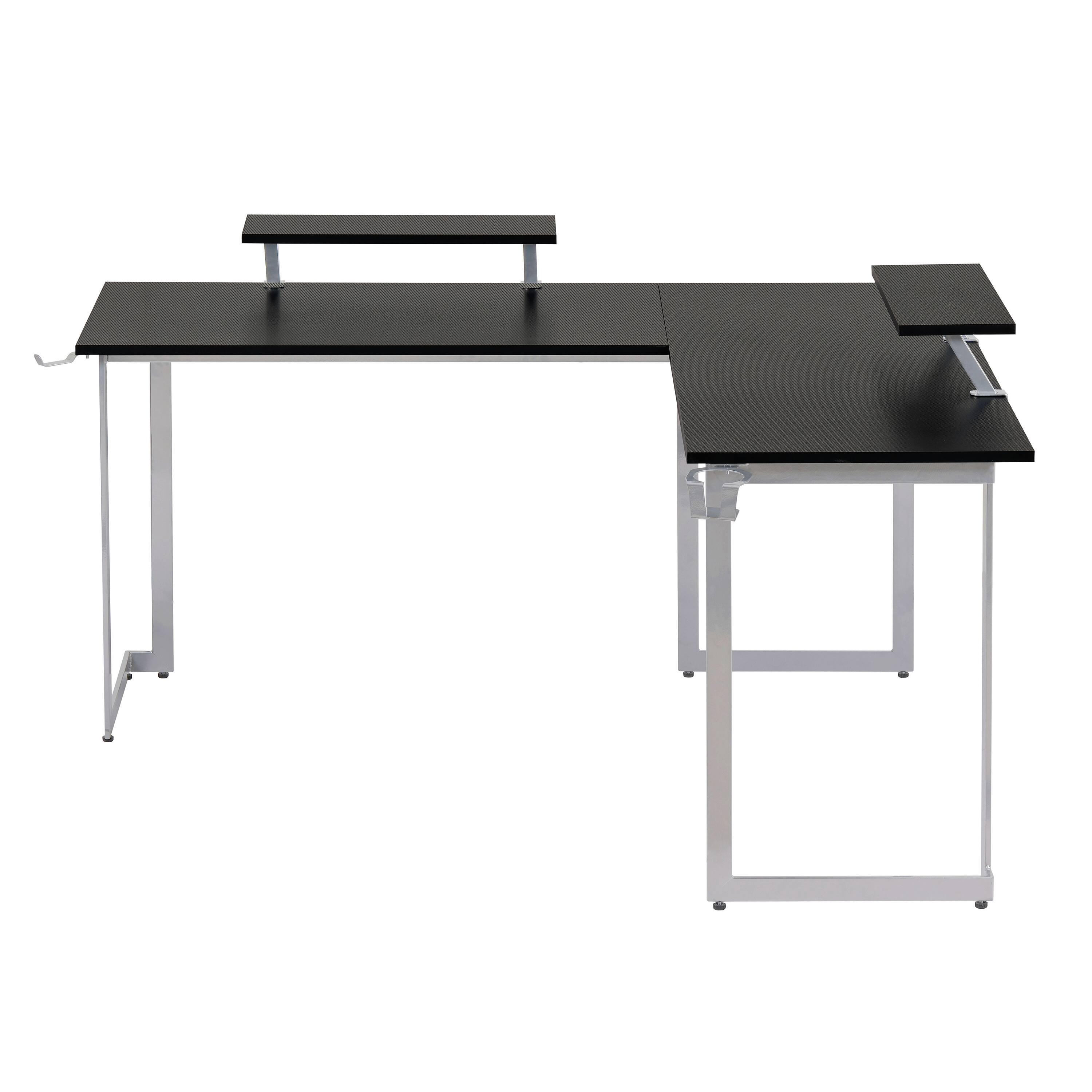 Alt View 5. Techni Sport - Techni Sport L-Shaped Gaming Desk with Dual Monitor Stands, Black - Black.