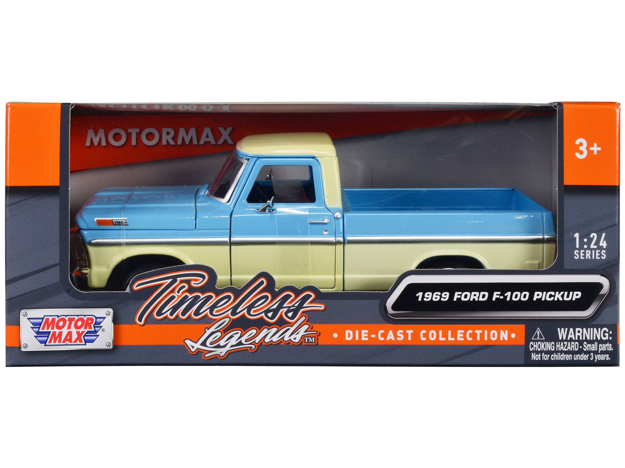 "1969 Ford F-100 Pickup Truck Light Blue and Cream ""Timeless Legends"" Series 1/24 Diecast Model Car by Motormax" price history on PriceWatchPro