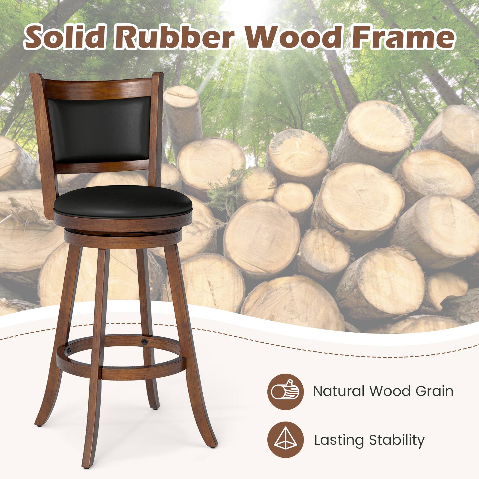 Solid Rubber Wood Frame

Natural Wood Grain

Lasting Stability