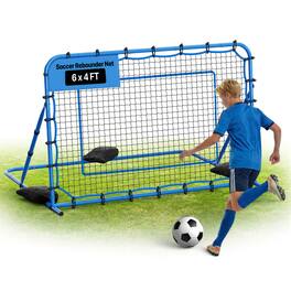 VEVOR - Soccer Rebounder Net, Quick-Switch Angle Soccer Goal Rebounder for Control, Passing Practice, Heavy-Duty Iron Frame - Blue + Black